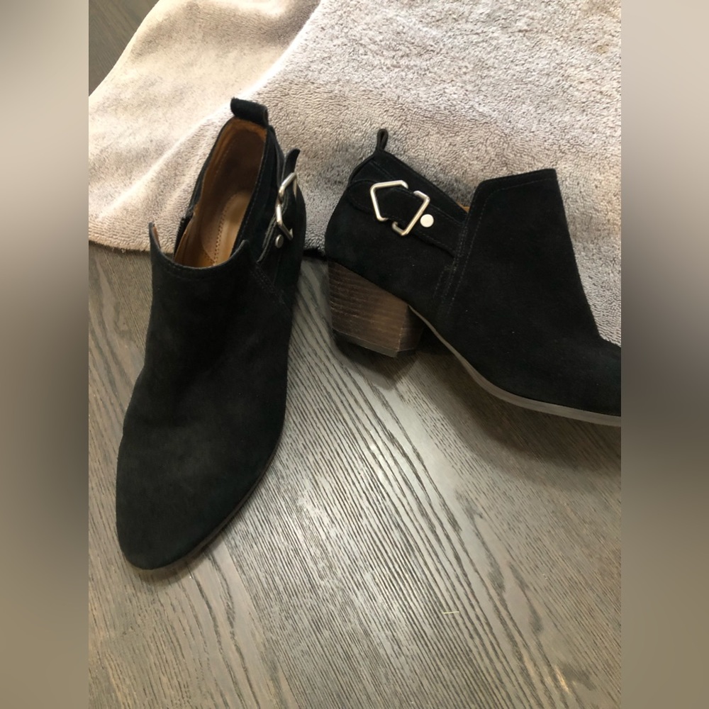 Franco Sarto black suede ankle boots
